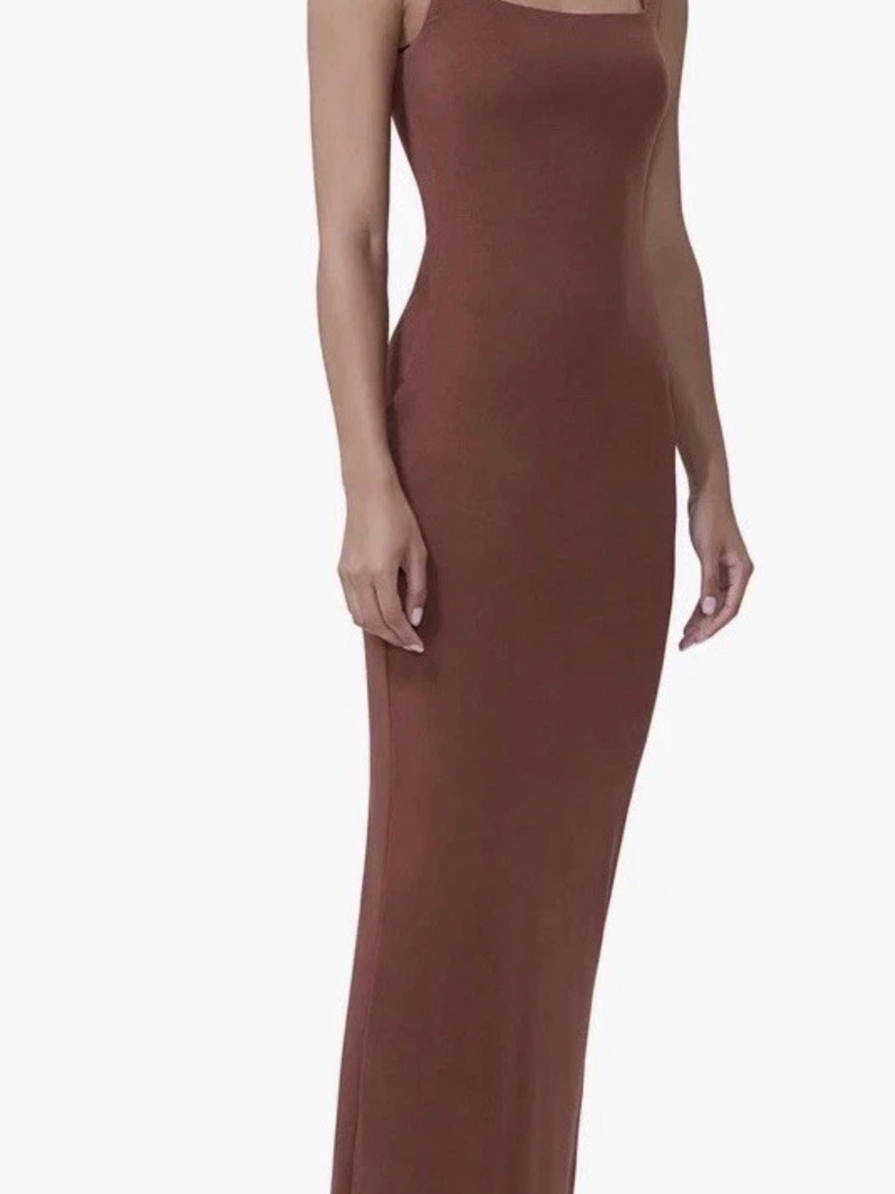 AFRM Brown Slim Square-Neck Maxi Dress
